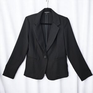 Alex & Olivia Blazer Woman Medium Black Lightweight Business Career‎ Herringbone